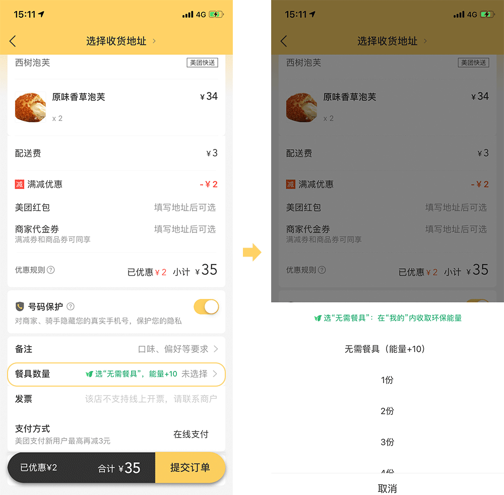 外卖单里的绿色消费：2021年超1亿用户选择“无需餐具”，“小份菜”搜索近610万次